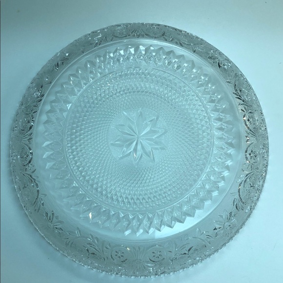 CUT GLASS ROUND SERVING PLATTER • VINTAGE • 11.5” - Picture 5 of 7